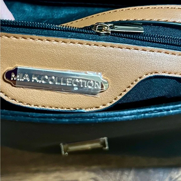 MKF Collection by Mia K Flora ~ Brown/Beige Leather W/ Flora Satchel Bag ~ New - Picture 13 of 16